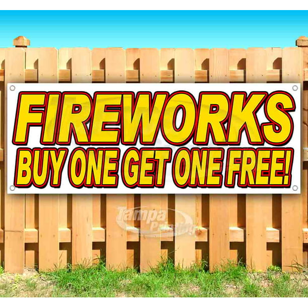 Bogo Fireworks 13 oz Banner Non-Fabric Heavy-Duty Vinyl Single-Sided with Metal Grommets 